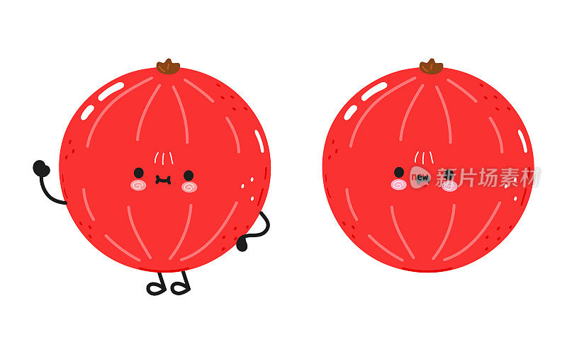 Red Ribes的角色。矢量手绘卡通卡哇伊人物插图图标。孤立在白色背景上。Red Ribes角色概念